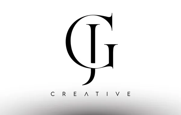 Jgミニマリズム セリフ黒と白のモダンな文字のロゴ Gjクリエイティブセリフロゴデザインアイコンベクトル — ストックベクタ