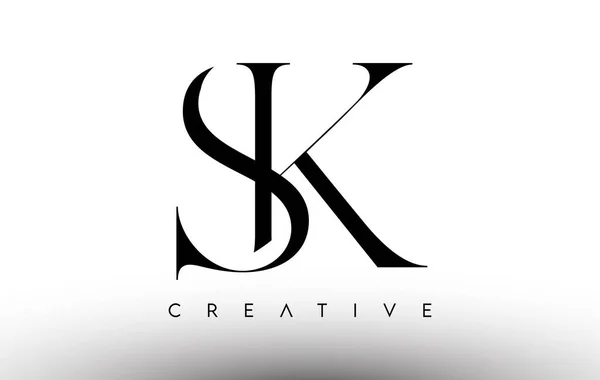 Minimalist Serif Modern Letter Logo Noir Blanc Creative Serif Logo — Image vectorielle