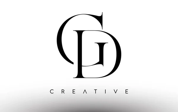 Gdミニマリストセリフ黒と白のモダンな文字のロゴ Gdクリエイティブセリフロゴデザインアイコンベクトル — ストックベクタ