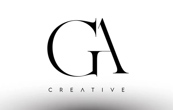 黒と白のGaミニマリストセリフモダンレターロゴ Creative Serifロゴデザインアイコンベクトル — ストックベクタ