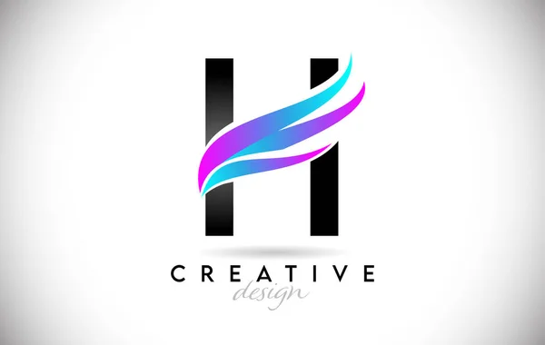 Letra Logo Con Gradiente Creativo Swooshes Creativo Elegante Letra Con — Vector de stock