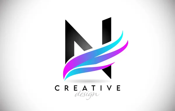 Letra Logotipo Con Swooshes Gradiente Creativo Creativo Elegante Letra Con — Vector de stock
