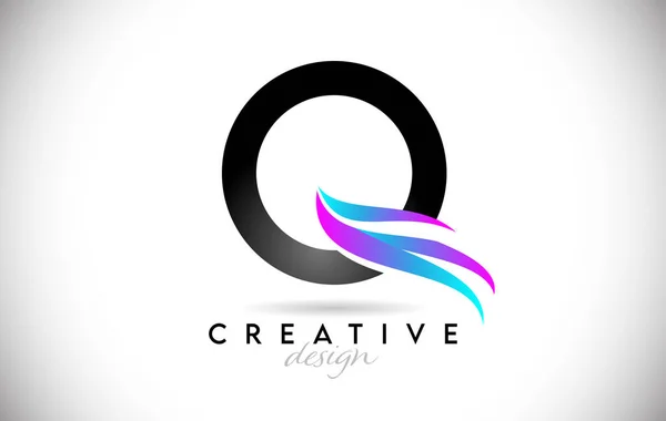 字母Q标志与创意梯度摆动 具有彩色矢量图标的创造性雅致字母Q — 图库矢量图片