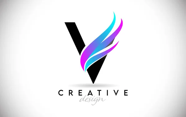 Letra Logo Con Swooshes Gradiente Creativo Creativa Carta Elegante Con — Vector de stock