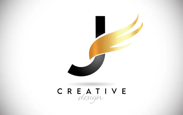 Logo Golden Elegant Design Logo Swoosh Icon Vector — 스톡 벡터