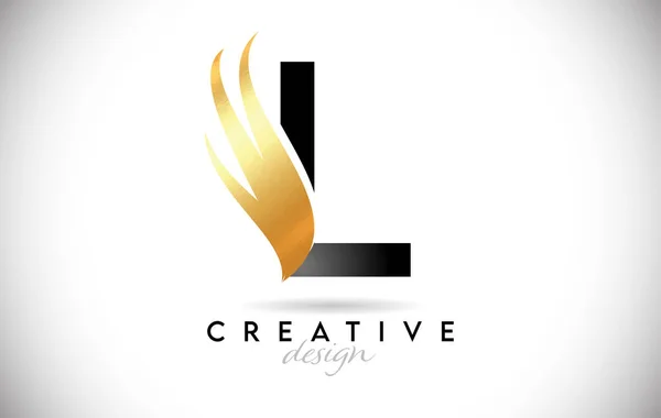 Wing Letter Logo Golden Elegant Design Letter Swoosh Icon Vector — Stock Vector