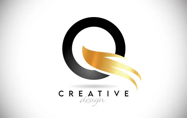 Wing Letter Logo Com Design Elegante Dourado Carta Swoosh Ícone — Vetor de Stock