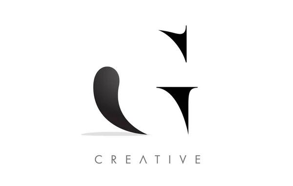 Serif Letter Logo Minimalist Design Black White Vector — ストックベクタ