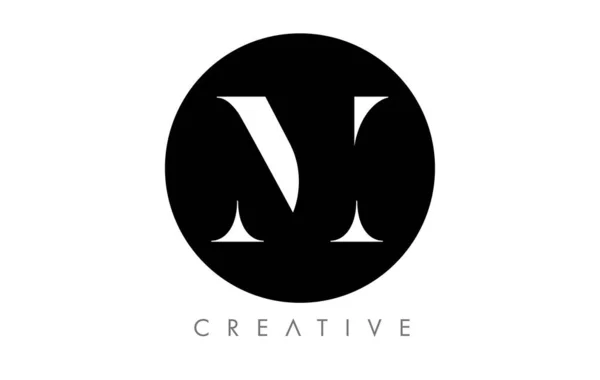 ブラックとホワイトベクトルのミニマリストデザインのMセリフレターロゴ — ストックベクタ