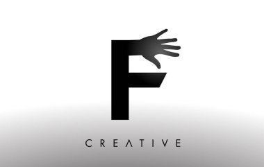 El Silueti Vektör Simgesi İllüstrasyonlu F harfi logosu. Yaratıcı El Logosu Mektubu 