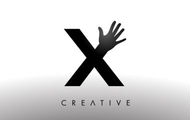 El Silueti Vektör Simgesi İllüstrasyonlu X harfi. Yaratıcı El Logosu Mektubu 