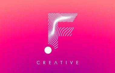 Beyaz Warp Çizgileri Efektli F Harfi Logosu Mor Arkaplan Vektörü