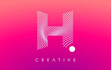 Beyaz Warp Çizgileri Efektli H Harfi Logosu Mor Arkaplan Vektörü
