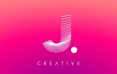Beyaz Warp Çizgileri Efektli J Harfi Logosu Mor Arkaplan Vektörü