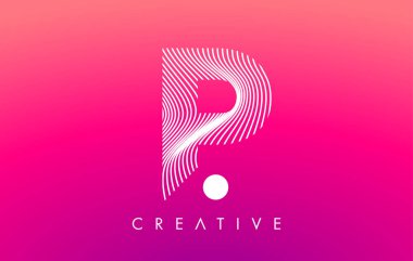 Beyaz Warp Çizgileri Efektli P Harfi Logosu Mor Arkaplan Vektörü