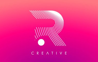 Beyaz Warp Çizgileri Efektli R Harfi Logosu Mor Arkaplan Vektörü