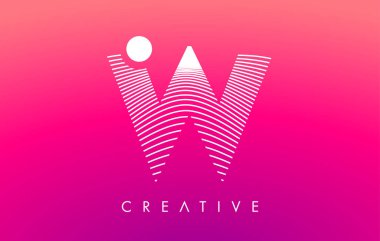 Beyaz Warp Çizgileri Efektli W Harfi Logosu Mor Arkaplan Vektörü