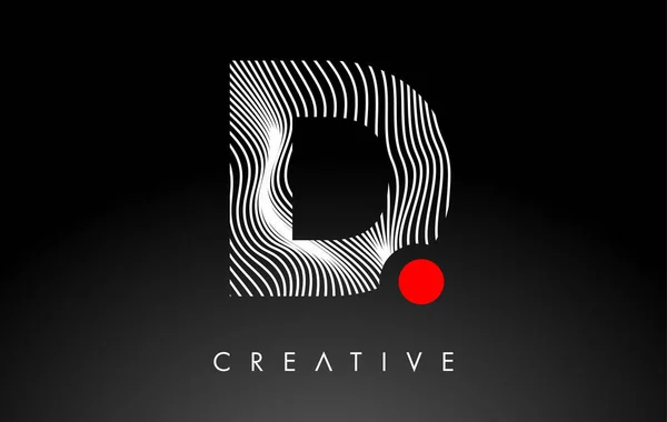 Logo Red Dot Circle Warp Lines Design Vector — 스톡 벡터