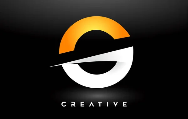 Letter Design Creative Minimalist Cut White Orange Colors Black Background — стоковый вектор