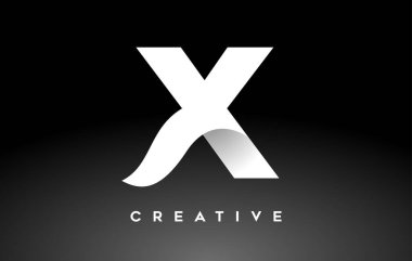 White Letter X Logo Design with Minimalist Creative Look and soft Shaddow on Black background Vector