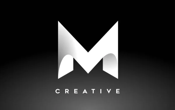 White Letter Logo Design Minimalist Creative Look Soft Shaddow Black — 图库矢量图片