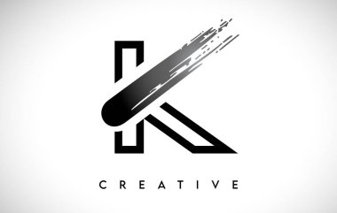 Taslak Monogram Harfi K Fırça Darbesi Tasarım Logo Simgesi Sanatsal Boya Fırçası Vuruşu
