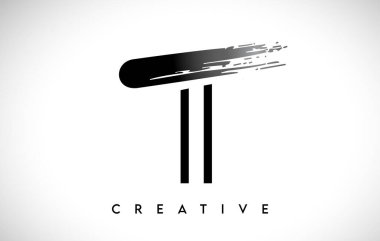 Taslak Monogram Harfi T Fırça Darbesi Tasarım Logo Simgesi Sanatsal Boya Fırçası Vuruşu