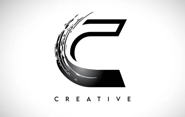 Outline Monogram Letter Brush Stroke Design Logo Icon Artistic Paintbrush — Stock Vector