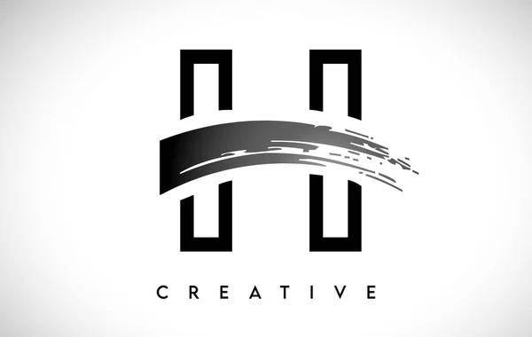 Monogram Letter Brush Stroke Design Logo Icon Artistic Paintbrush Stroke — 스톡 벡터