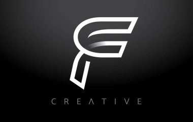 F Logosu Harf Simgesi başlığı. Beyaz Çizgili Harf Tasarımı ve Minimalist Modern Yaratıcı Görünüm