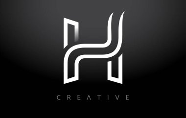 H Logosu Harf Simgesi başlığı. Beyaz Çizgili Harf Tasarımı ve Minimalist Modern Yaratıcı Görünüm