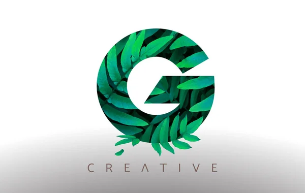 Botanische Groene Eco Leaf Letter Logo Design Pictogram Gemaakt Van — Stockvector