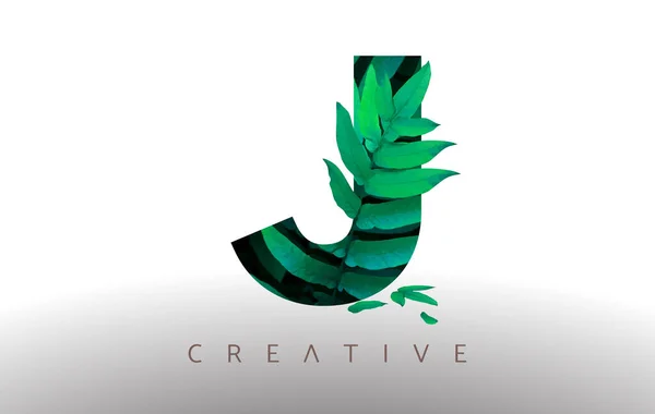 Botanická Zelená Eco List Písmeno Logo Design Ikona Vyrobená Zelených — Stockový vektor