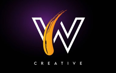 Fırça Darbesi ve Satır Harfleri Simgesi Vektörlü Altın Harf Logosu Tasarımı