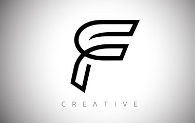 F Satırları Harf Logosu Monogram Simgesi ve Yaratıcı Modern Moda Görünüm Vektörü