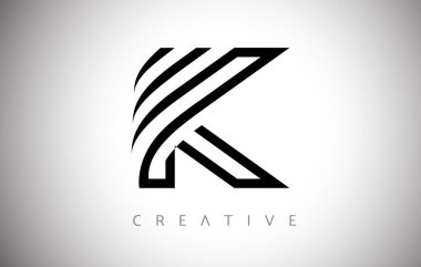 Satırlar K Harf Logosu Monogram Simgesi ve Yaratıcı Modern Moda Görünüm Vektörü