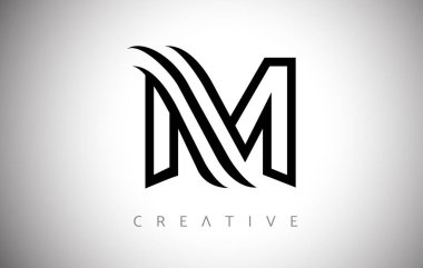 Çizgiler M Harfi Logo Simgesi Yaratıcı Modern Moda Görünüm Vektörü Simgesi