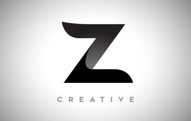 Siyah Harf Z Logo Tasarımı Minimalist Yaratıcı Görünüm ve Siyah Arkaplan Vektörü Üzerine Yumuşak Gölge