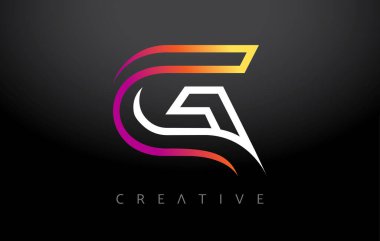 Modern Monogram Çizgileri Görünüm Vektörlü Turuncu G Harf Logosu Tasarımı