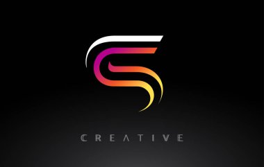 Modern Monogram Çizgileri Görünüm Vektörlü Turuncu S Harfi Logo Tasarımı