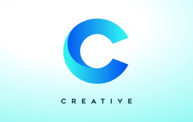 Mavili C Harfi Logo Tasarımı. Moda Görünümü ve Modern İşletme Tasarımı Logosu.