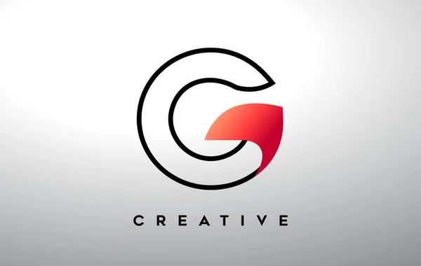 黒のアウトラインと赤のグラデーションカラーの文字G クリエイティブ モダン レターのロゴデザイン — ストックベクタ
