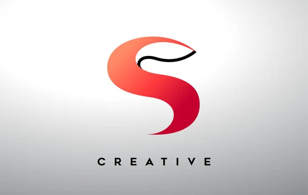 Letter Met Zwarte Omtrek Rode Kleurverloop Creatief Modern Logo Voor — Stockvector