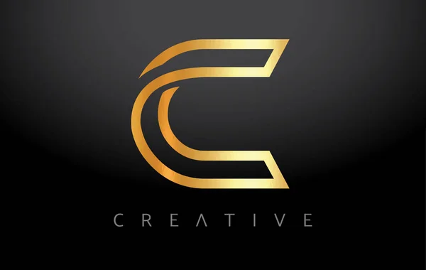 Golden Lettre Concept Avec Lignes Monogramme Metalic Creative Look Vecteur — Image vectorielle