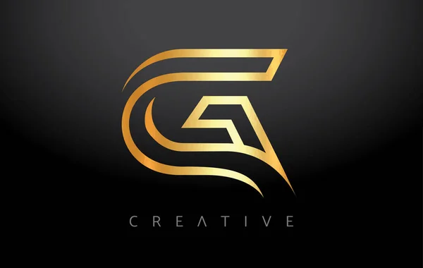 Golden Letter Concept Lines Monogram Metalic Creative Look Vector — 스톡 벡터