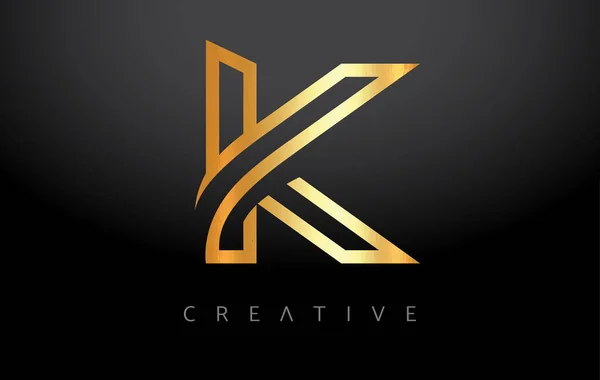 Golden Letter Concept Lines Monogram Metalic Creative Look Vector — 스톡 벡터