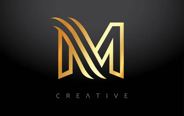 Golden Letter Concept Avec Lignes Monogramme Metalic Creative Look Vecteur — Image vectorielle