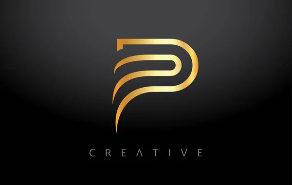 Golden Lettre Concept Avec Lignes Monogramme Metalic Creative Look Vecteur — Image vectorielle