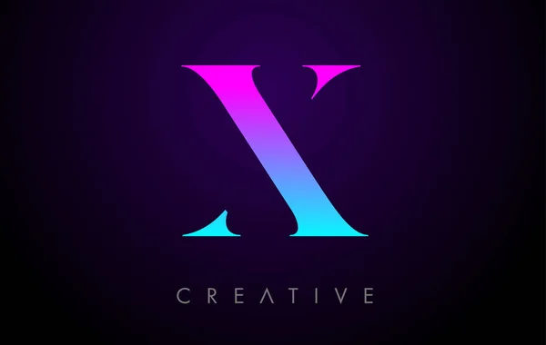 Purple Blue Neon Letter Logo Design Concept Minimalist Style Serif — 스톡 벡터