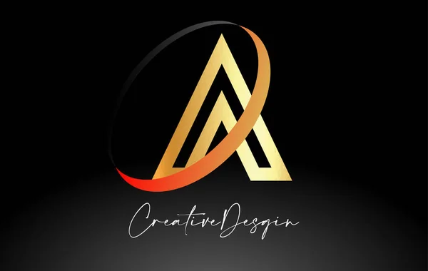 Esquema Letra Diseño Logo Colores Negro Dorado Vector Icon — Vector de stock